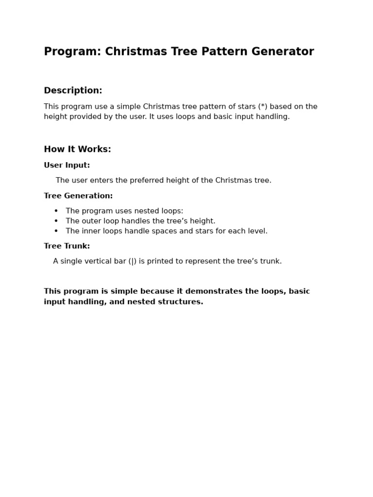 Christmas Tree Pattern Generator Program | PDF