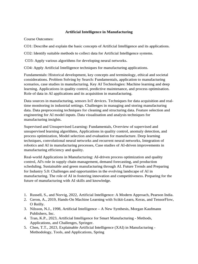 Artificial Intelligence In Manufacturing Pdf Artificial