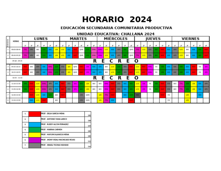 Horario 2024 Educación Secundaria | PDF