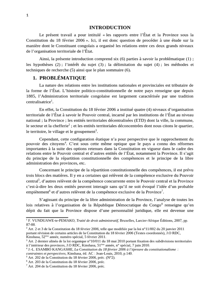 Relations État-Province en RDC 2006 | PDF | Constitution | Loi