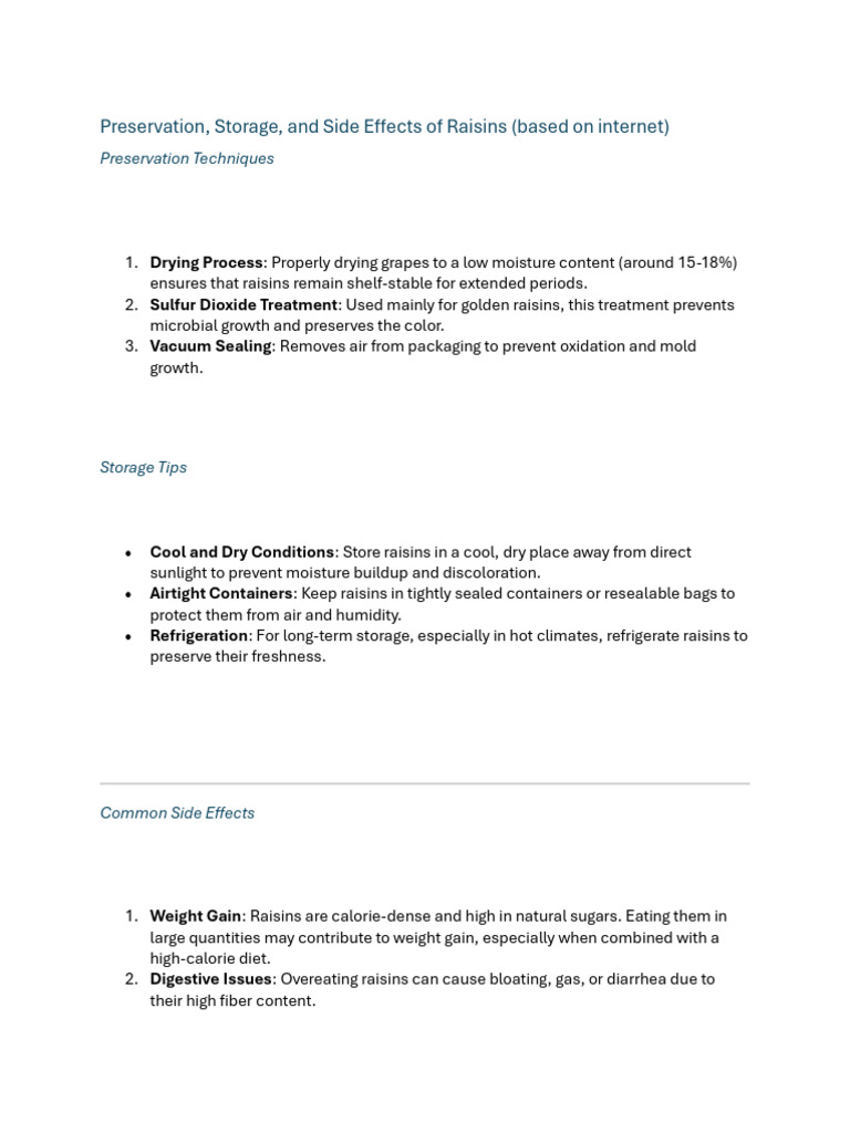What Major Traits Risks Described Raisins Deposition