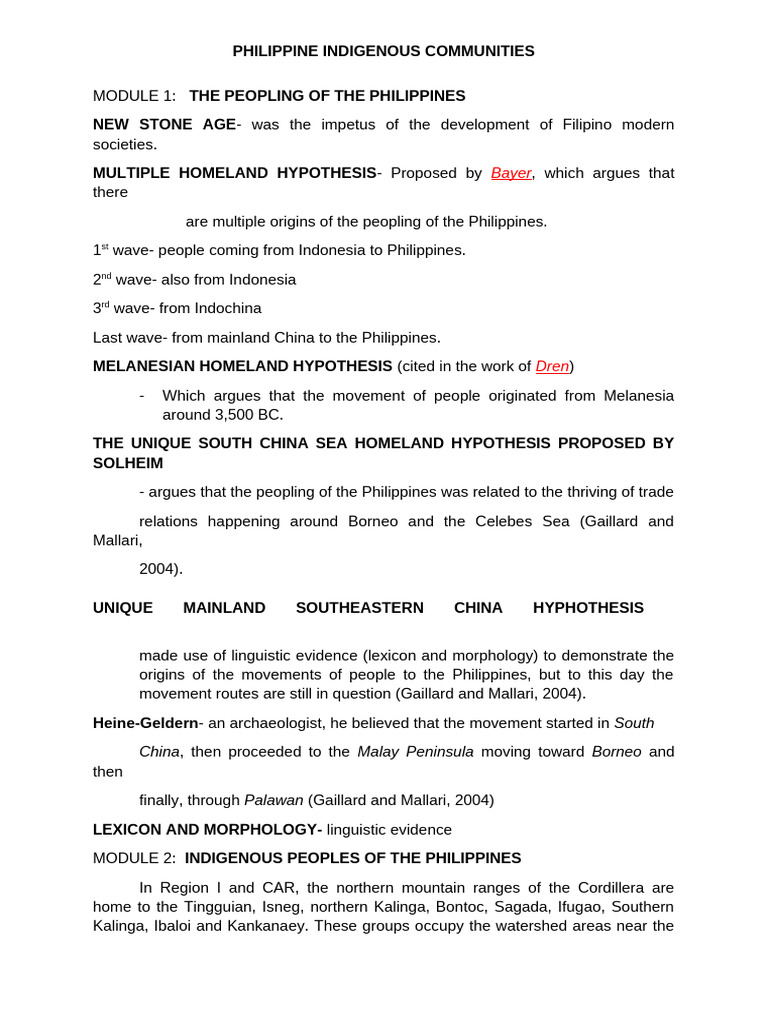 Peopling and Indigenous Peoples of the Philippines | PDF | Indigenous ...