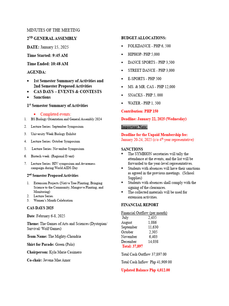 2025 General Assembly Meeting Minutes | PDF