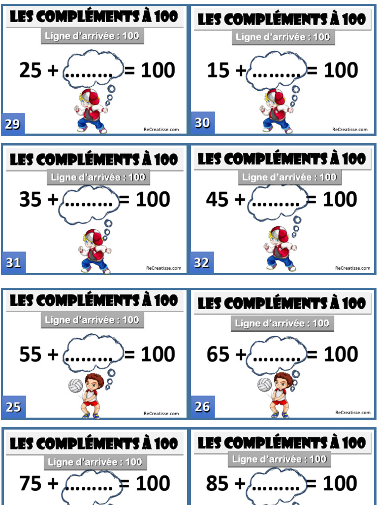 Exercices sur les compléments à 100 | PDF