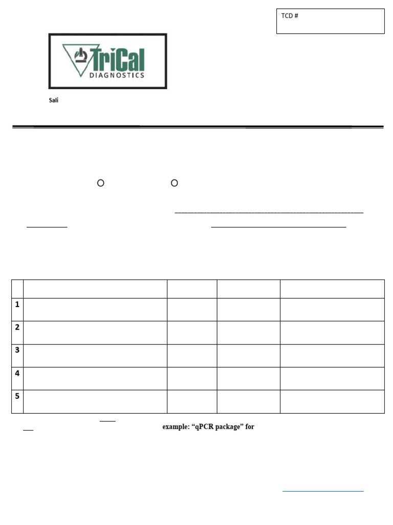 Sample Submission Form for TCD Lab | PDF