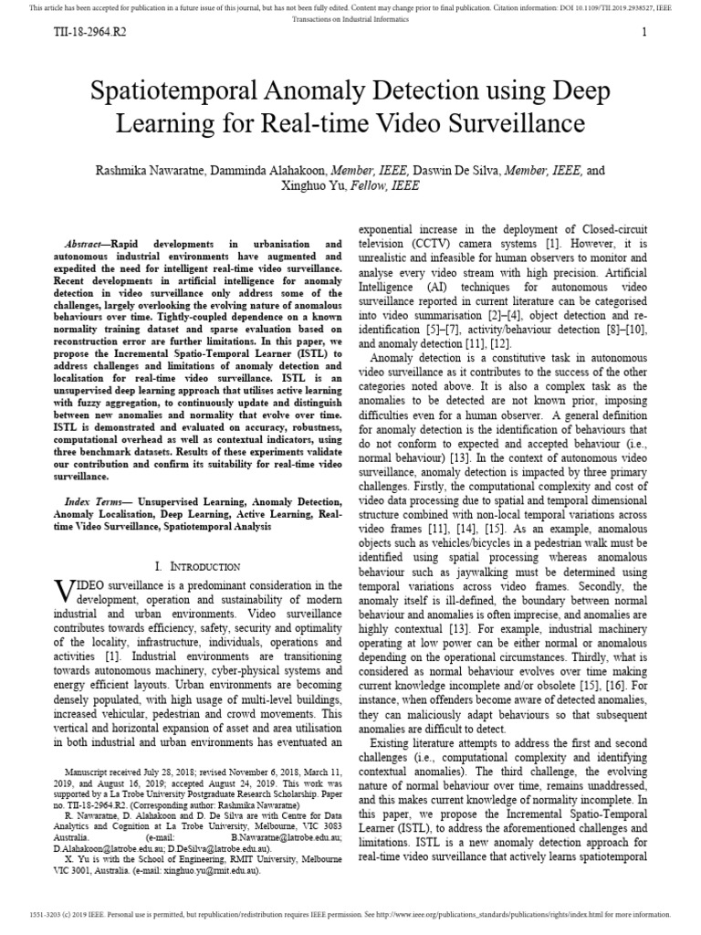 Spatiotemporal Anomaly Detection in Video | PDF | Deep Learning ...