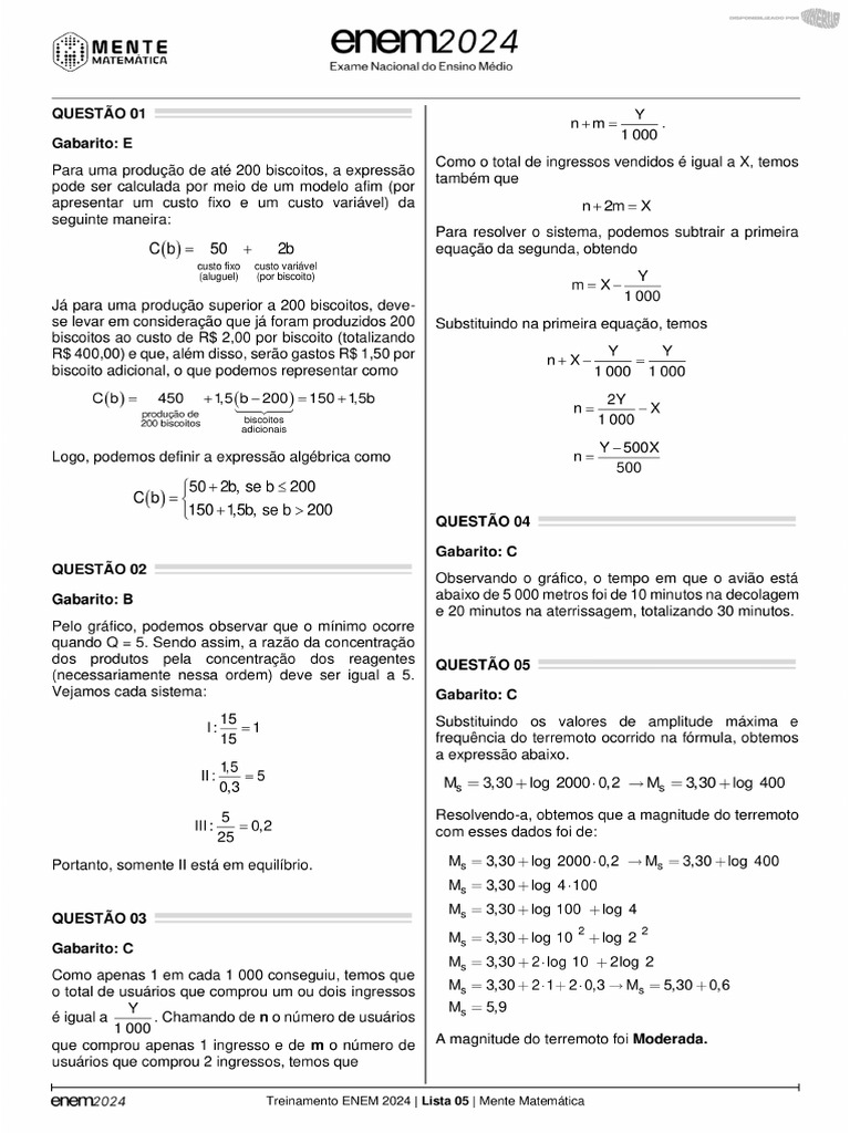 Resolução de Questões ENEM 2024 | PDF | Círculo | Linha (Geometria)