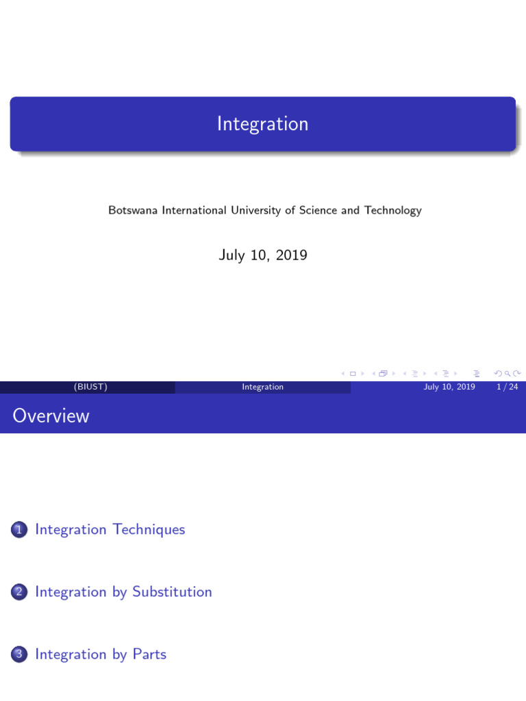 Integration Techniques Overview | PDF | Integral | Algebra