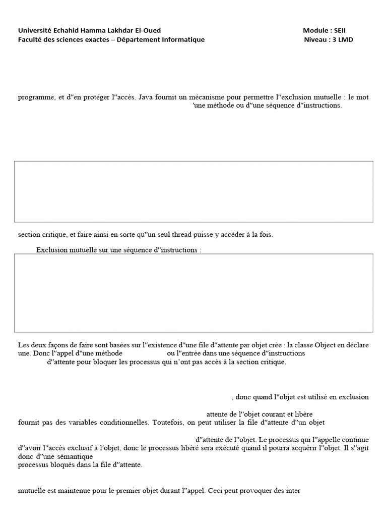 Moniteurs en Java : Synchronisation et Exemples | PDF | Thread ...
