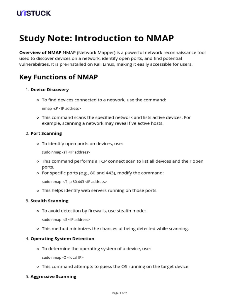 Nmap basic commands | PDF | Computer Network | Software Engineering