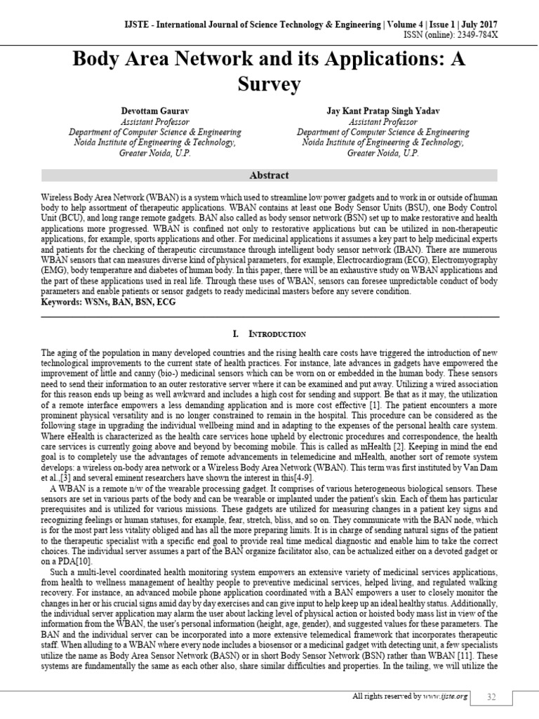 Body Area Network and Its Applications - A Survey - IJSTEV4I1009 | PDF ...