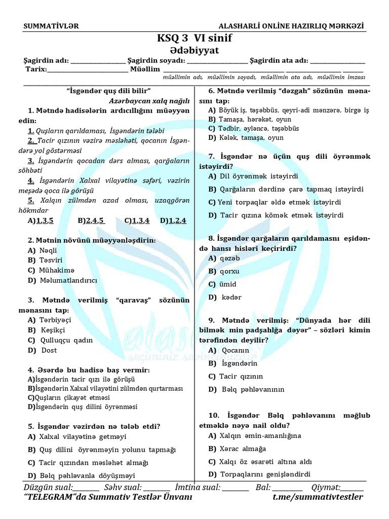 Ədəbiyyat - KSQ 3 | PDF