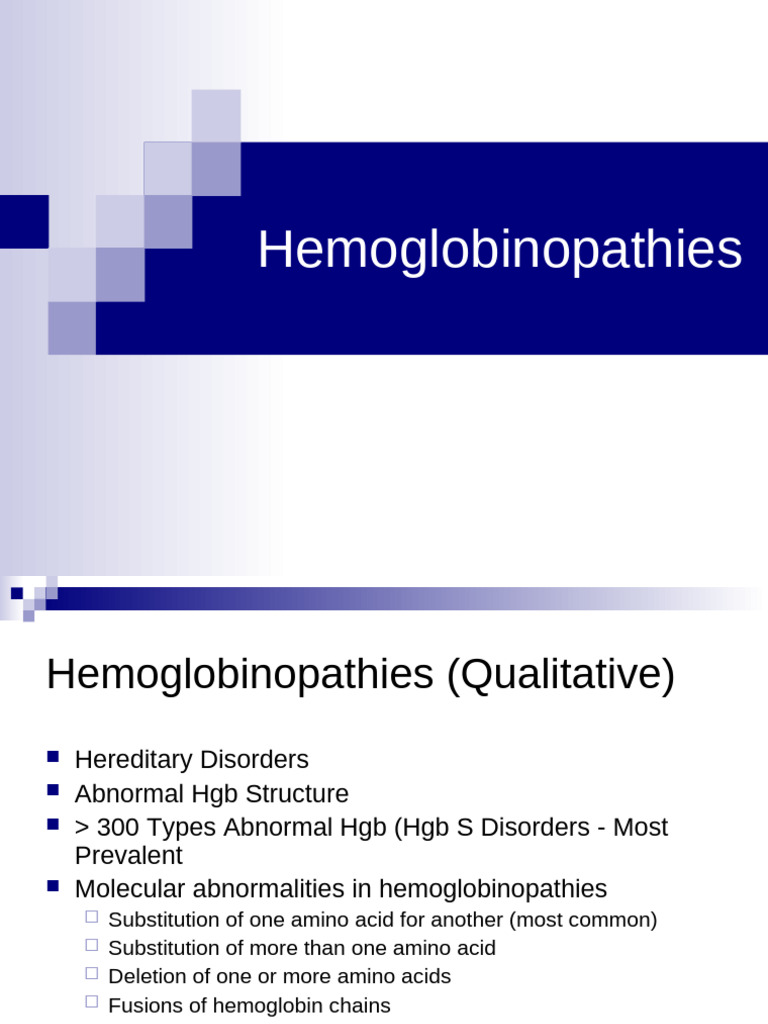 04 Hemoglobin Hemoglobinopathies | PDF | Hemoglobin | Blood
