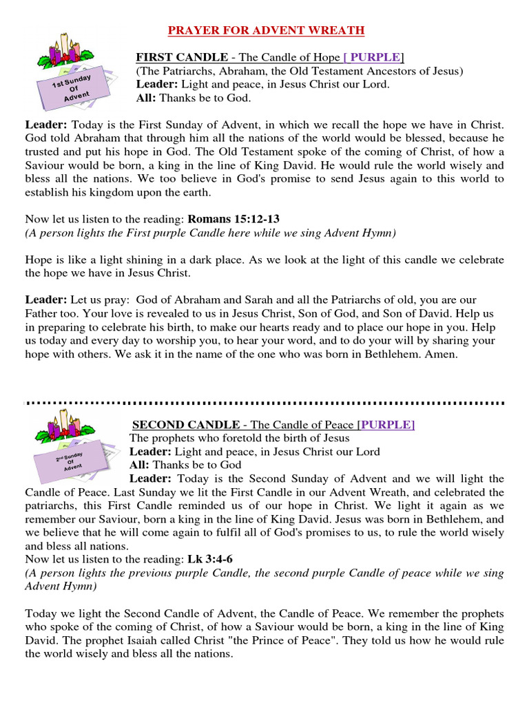 Advent Wreath Prayer Service Pdf Advent Jesus