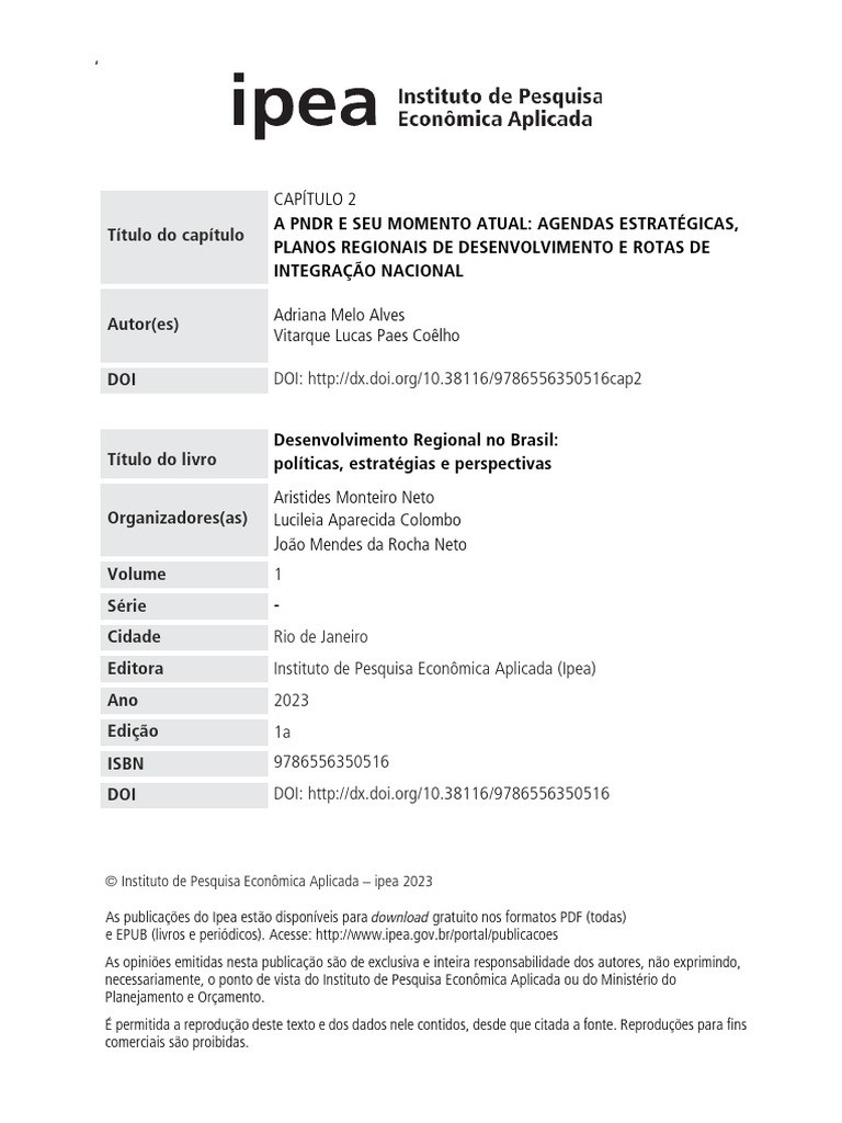 PNDR: Agendas e Planos de Desenvolvimento | PDF | Brasil | Economia