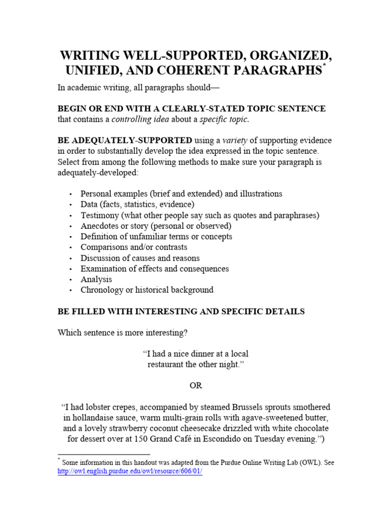 Crafting Coherent Academic Paragraphs | PDF | Paragraph | Sentence ...