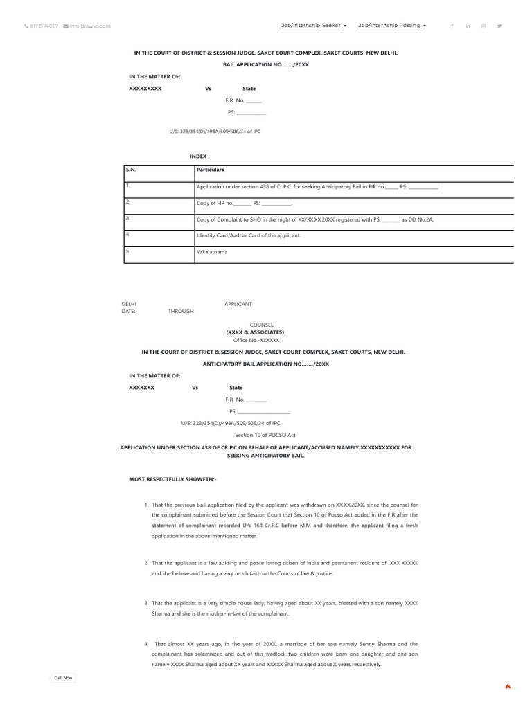 Anticipatory Bail Application | PDF | Bail | Justice