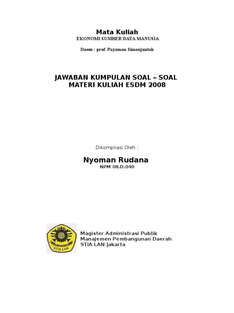 Jawaban Soal Esdm Prof Payaman