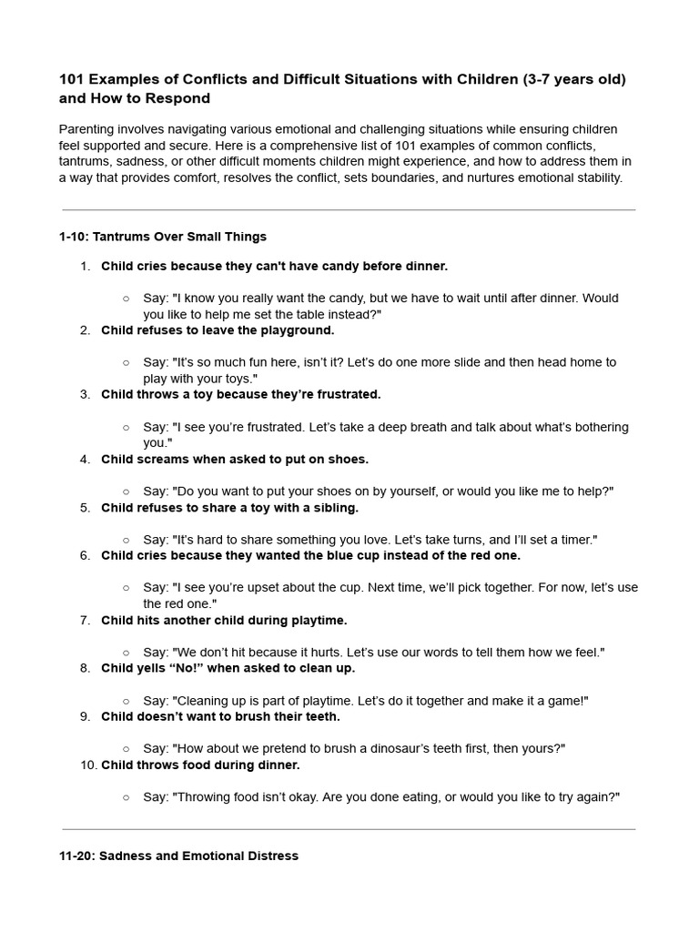 101 Parenting Tips for Child Conflicts | PDF