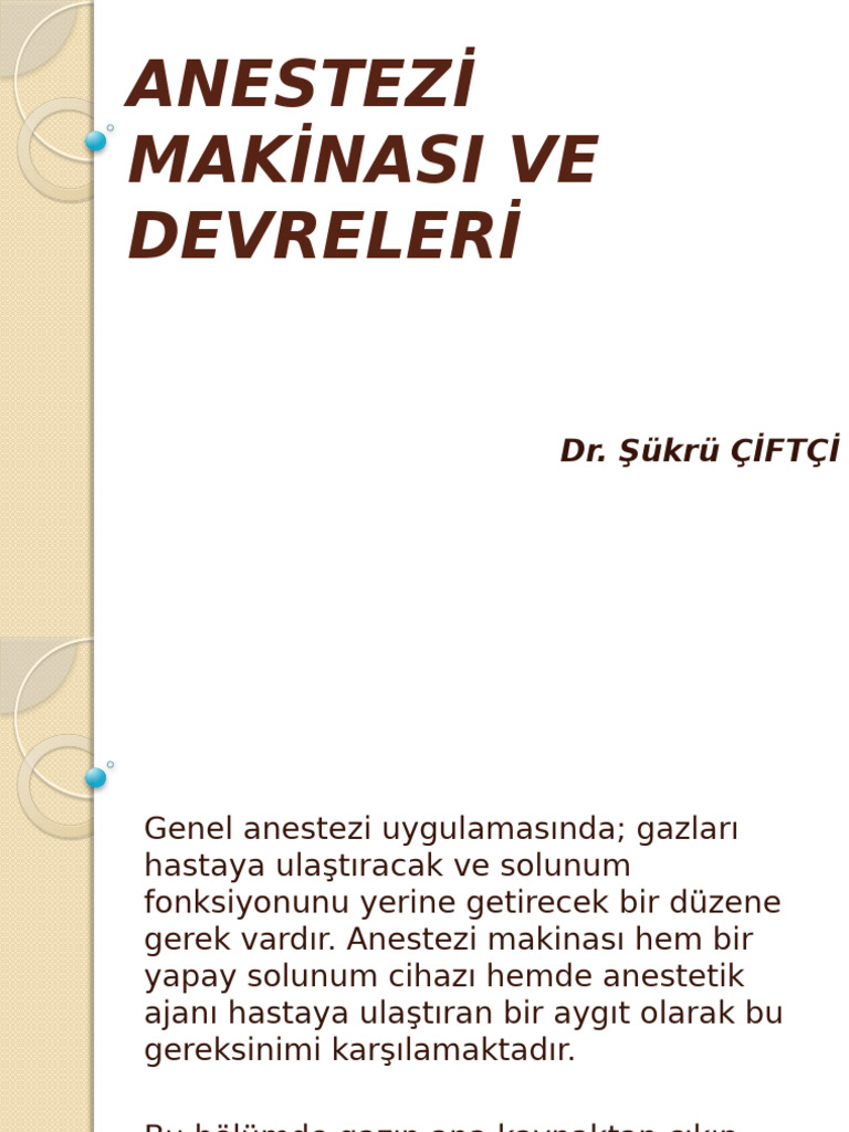 Ders 7 Anestezi - Makinasi | PDF