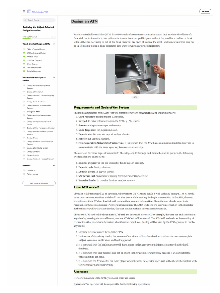Design An ATM | PDF