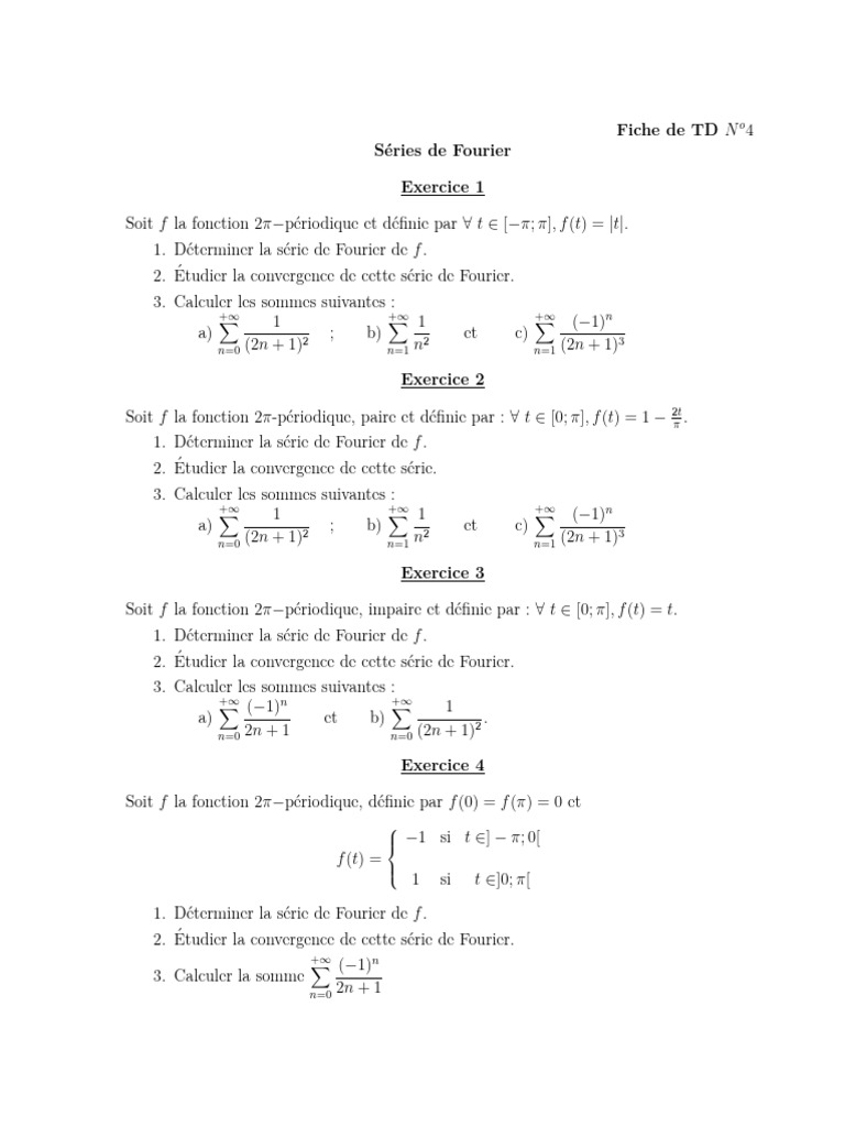 Séries de Fourier : Exercices et Convergence | PDF