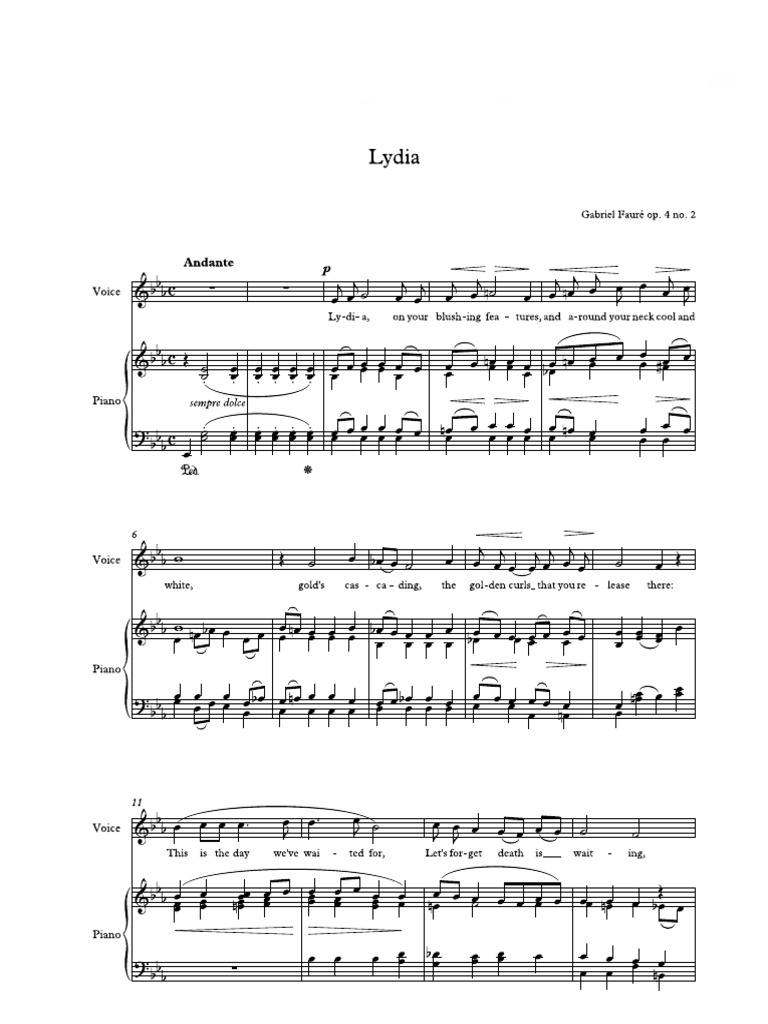 Lydia Key of E Flat Major Sheet Music (Bari) | PDF