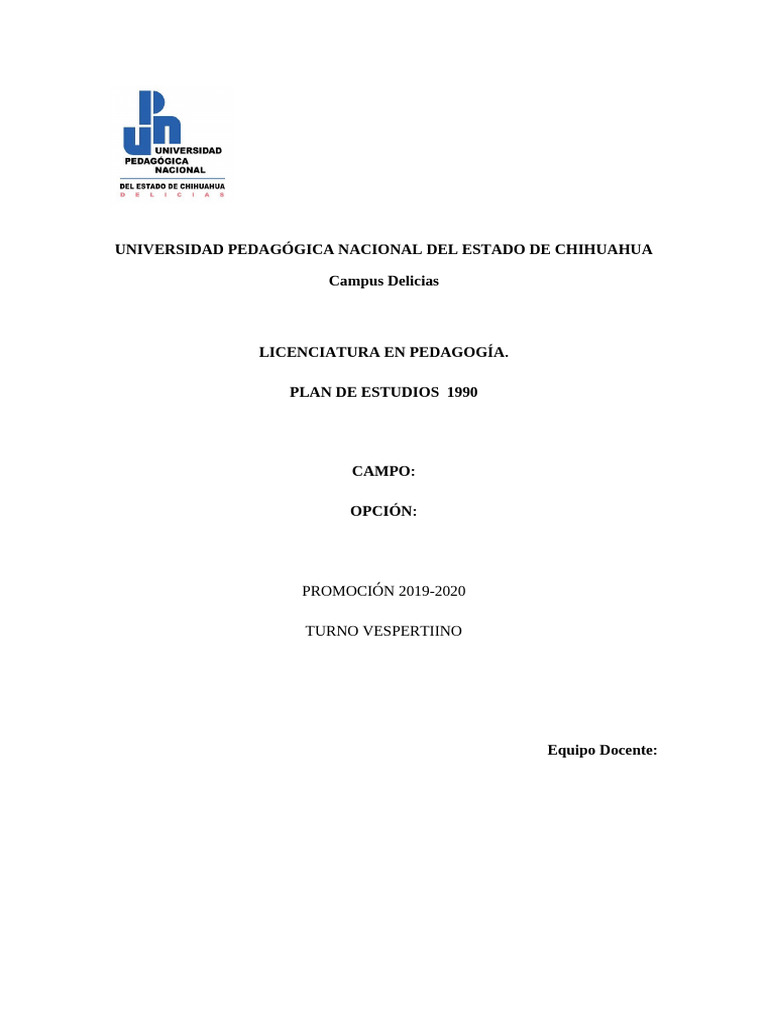 Plan de Estudios Licenciatura en Pedagogía | PDF