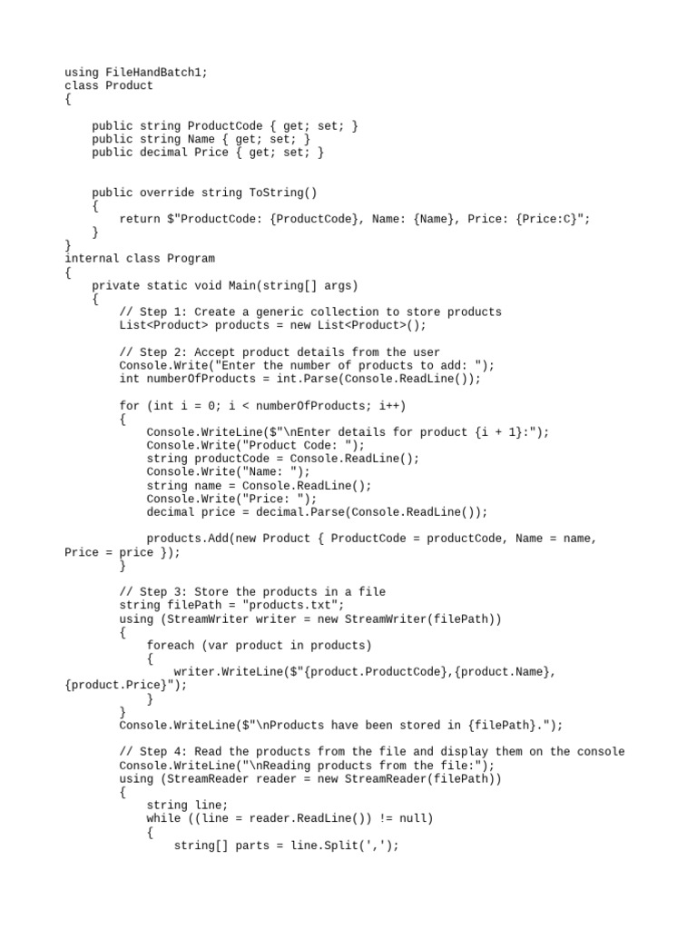 Product File Handling | PDF | Software Development | Computer Science