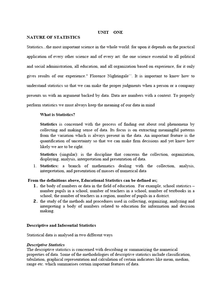 Educational Statistics Notes | PDF | Level Of Measurement | Statistics