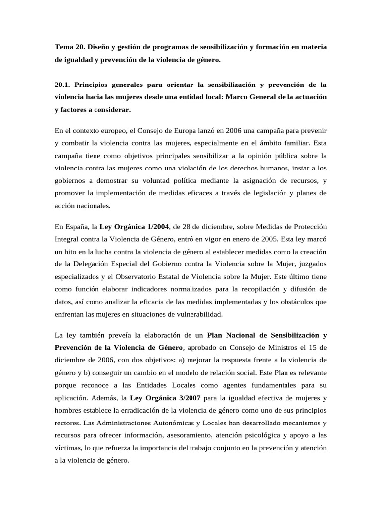 Tema 20 | PDF | La violencia contra las mujeres | Violencia