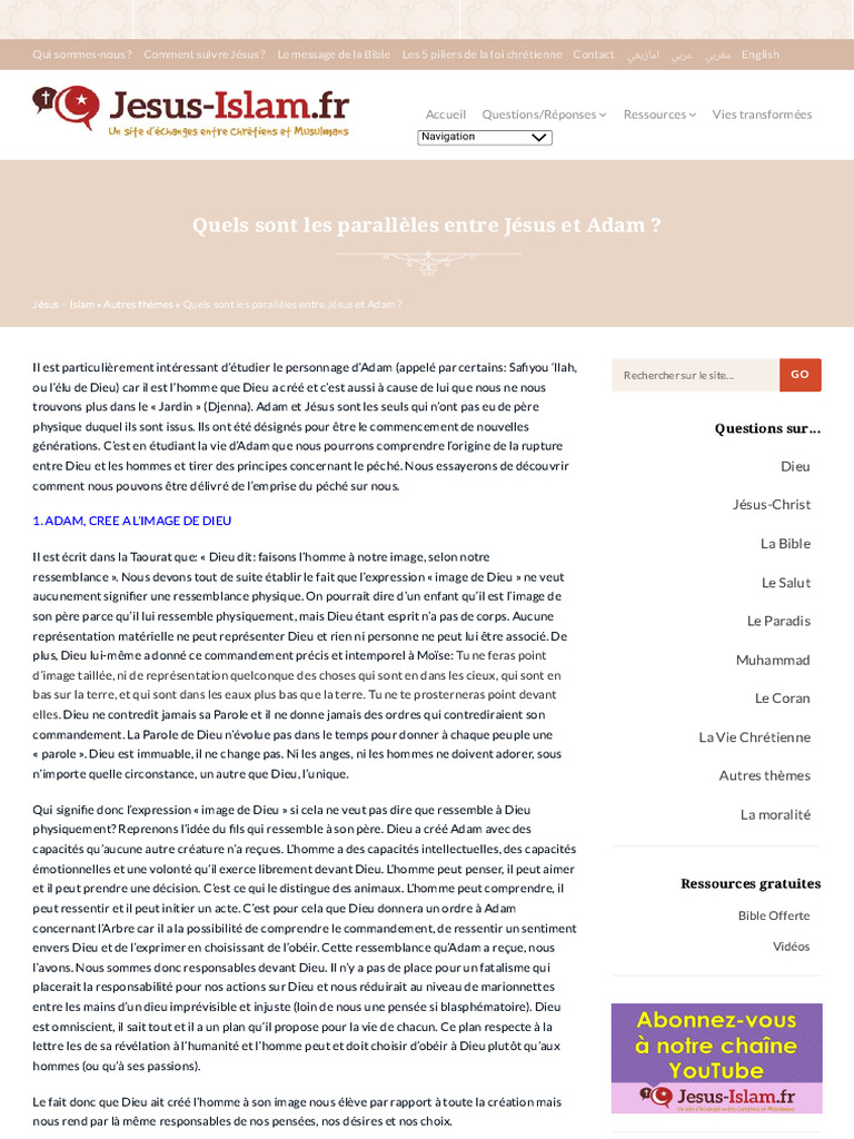 Adam : Création et responsabilité divine | PDF | Adam | Dieu