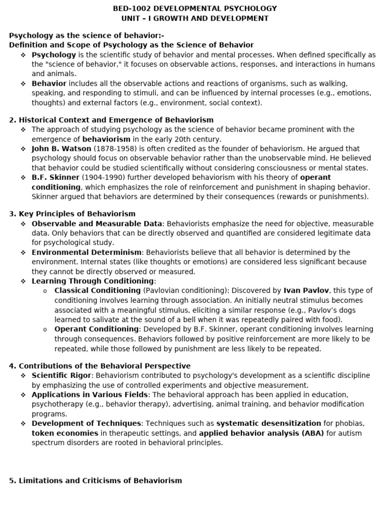 Understanding Behaviorism in Psychology | PDF | Behaviorism ...