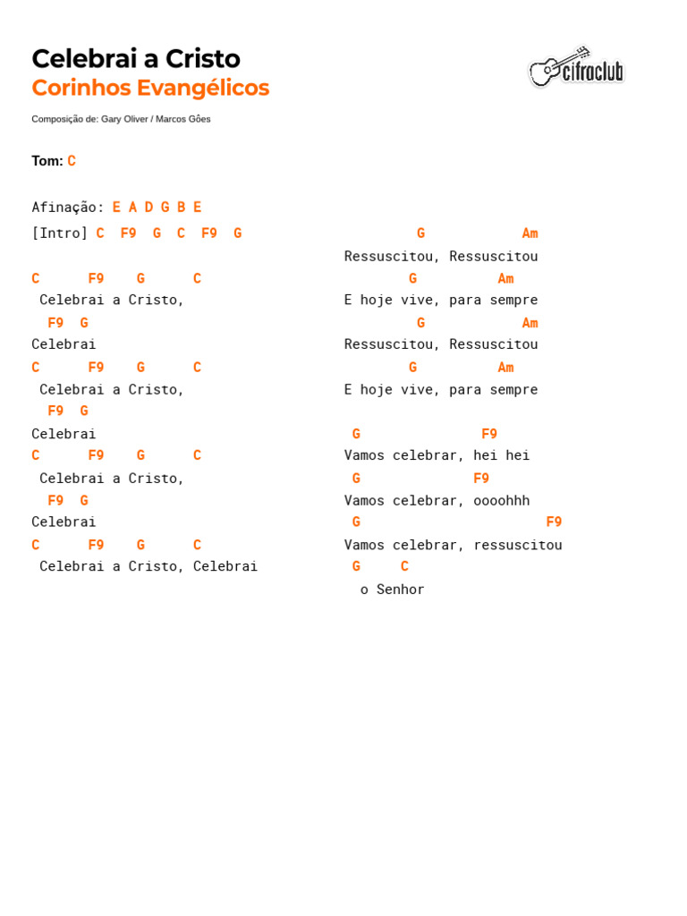Celebrai a Cristo: Letra e Acordes | PDF