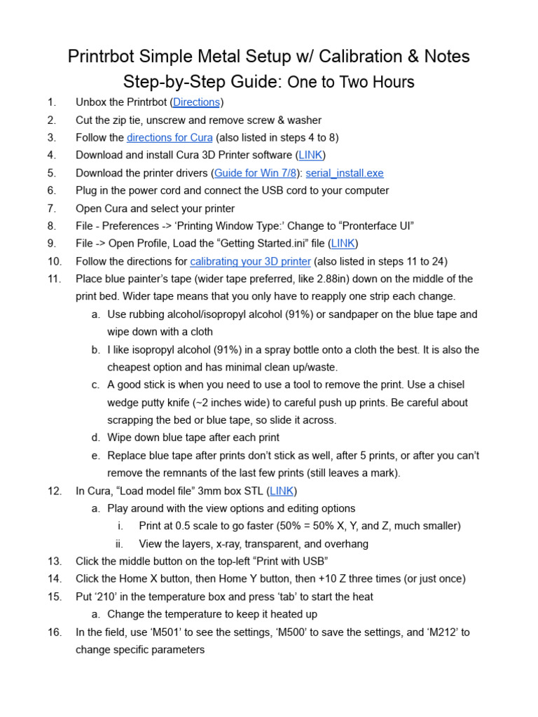 Printrbot Simple Metal Setup Guide | PDF | Printer (Computing ...