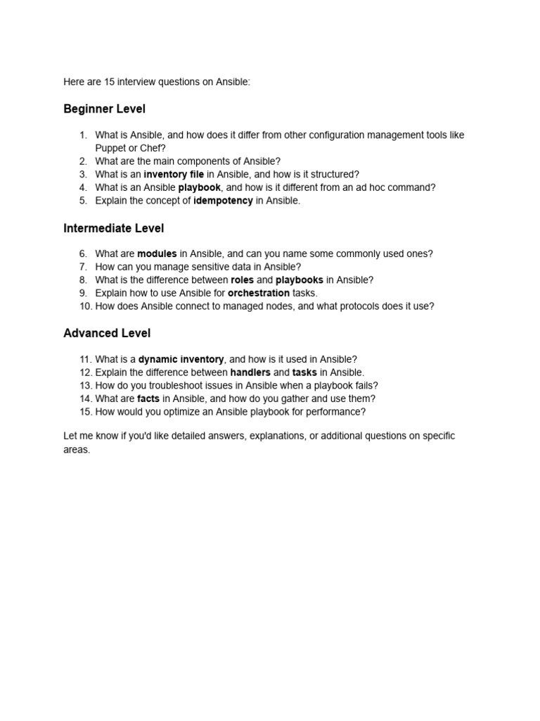 15 Essential Ansible Interview Questions | PDF