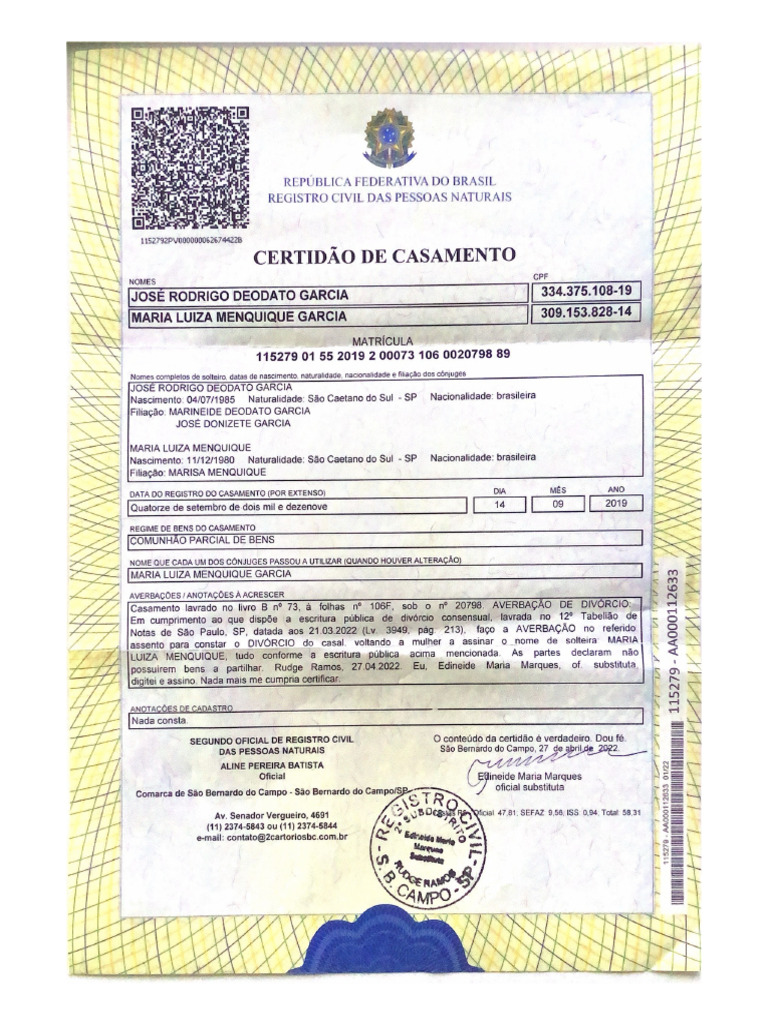 Certidão De Casamento Pdf