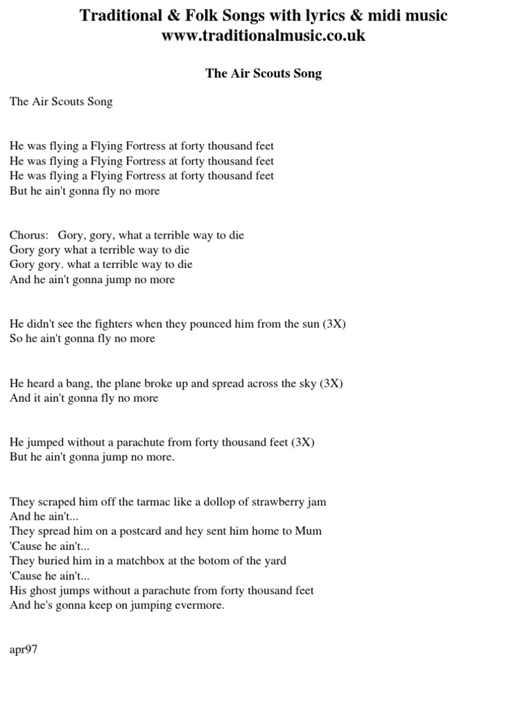 The Air Scouts Song Visit Www Traditionalmusic Co Uk For More Songs the air scouts song visit www