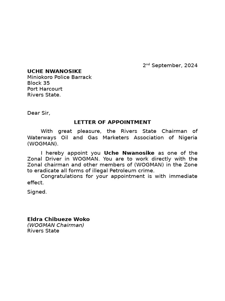 WOGMAN Appointment Letters 2024 | PDF | Hydrocarbons | Non Renewable ...