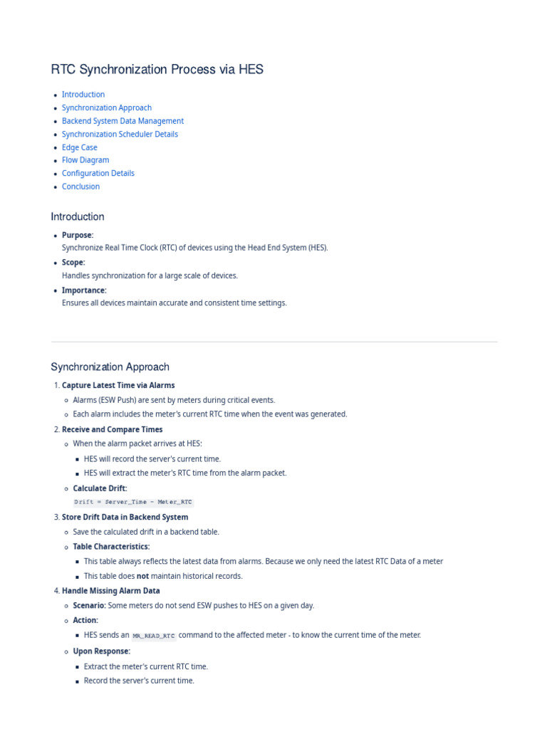 RTC Synchronization Process Via HES | PDF | Server (Computing ...