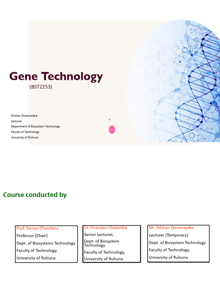 Gene Technology Overview and Applications | PDF | Dna | Rna