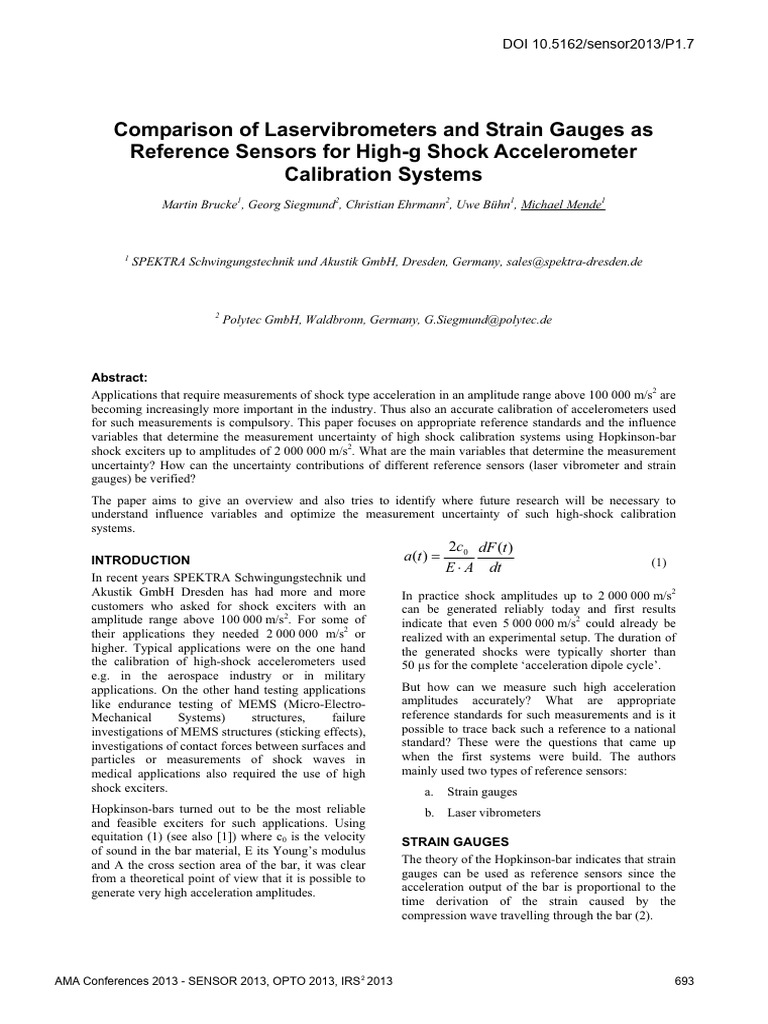 Laservibrometers vs Strain Gauges in Calibration | PDF | Interferometry ...
