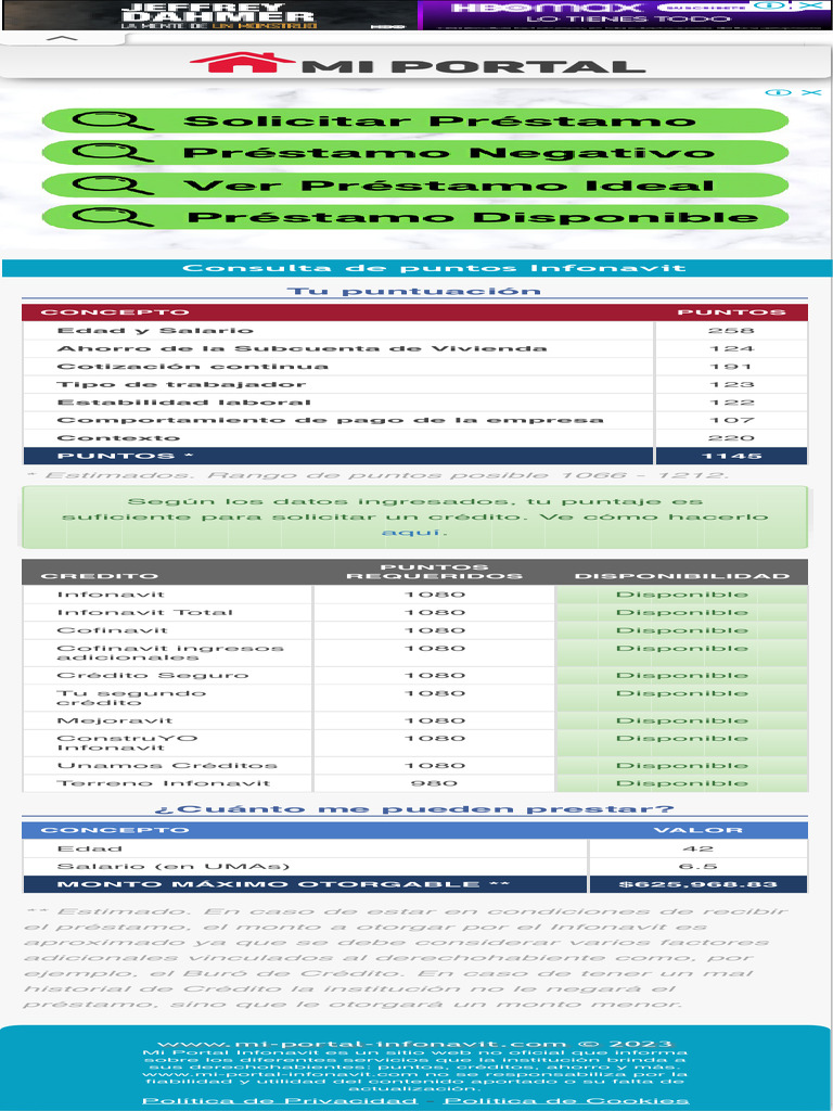 Consulta de Puntos y Créditos Infonavit | PDF