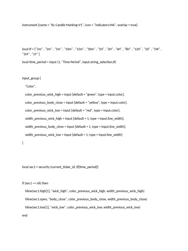 KL Candle Marking Indicator Script | PDF