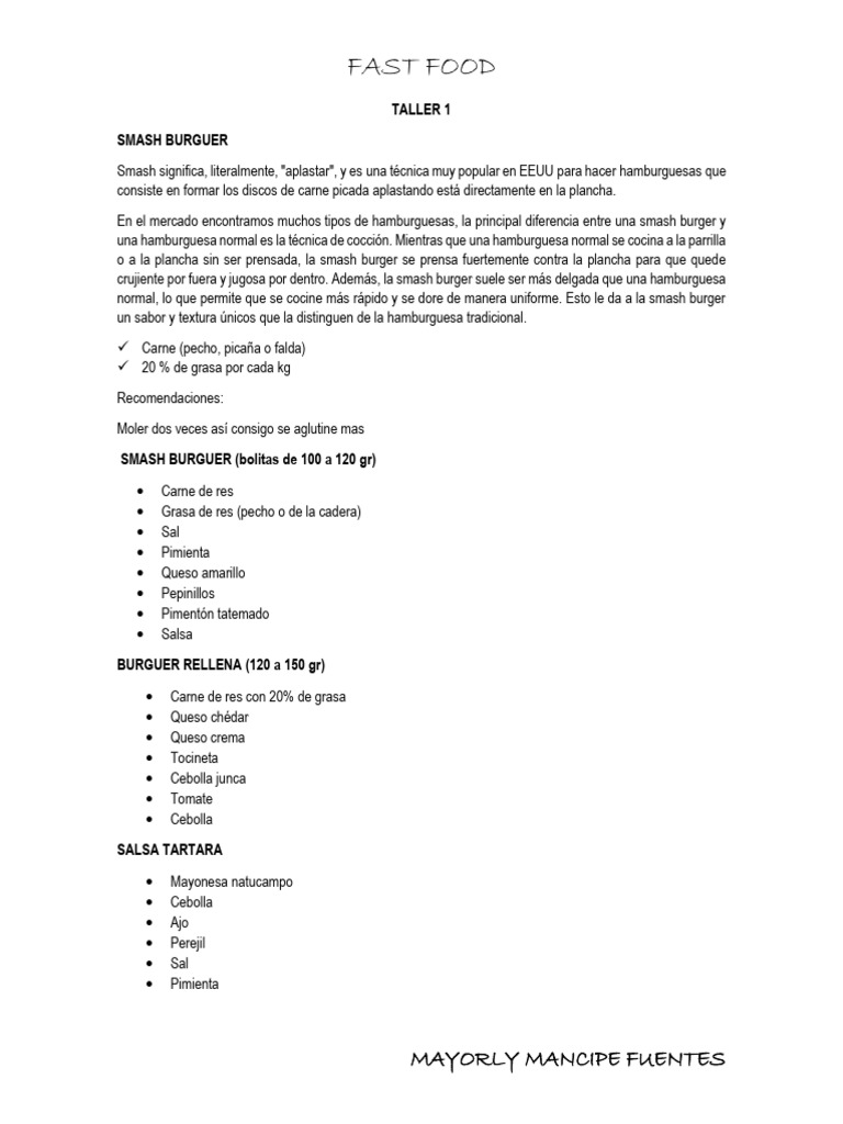 Fast Food | PDF | Hamburguesas | Alimentos