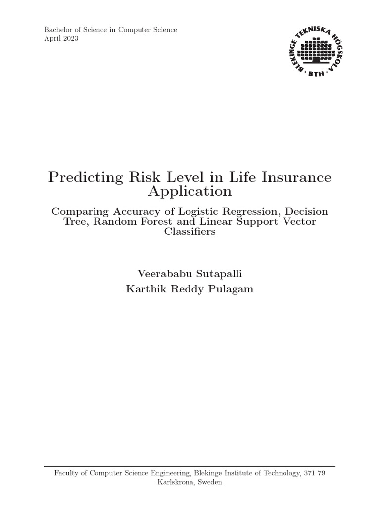 ML Algorithms for Life Insurance Risk | PDF | Machine Learning ...