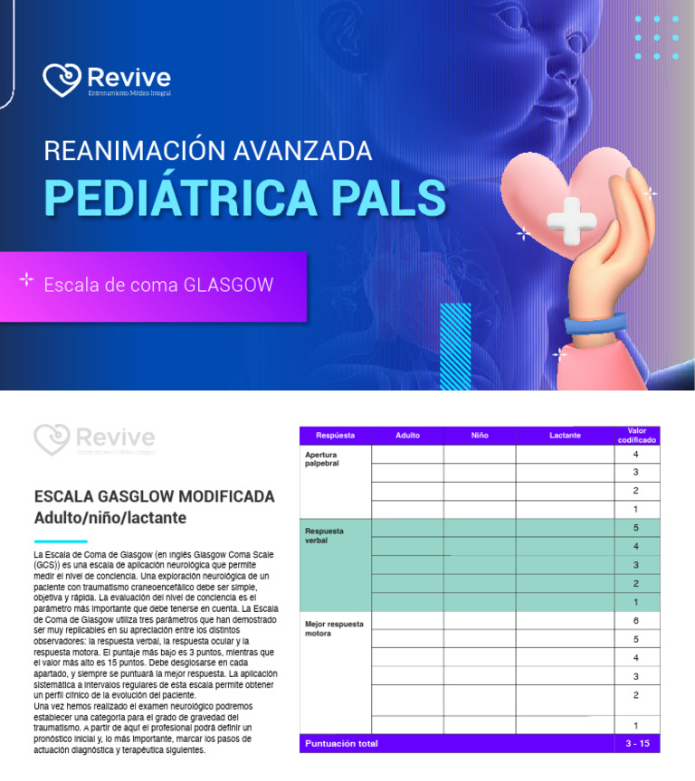 Escala de Coma Glasgow Pediátrica | PDF | Coma | Dolor