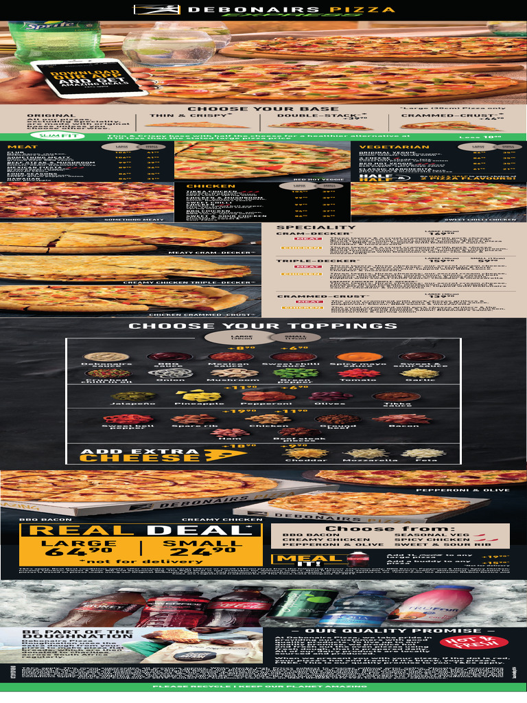 Debonairs Pizza Menu and Offers | PDF | Pizza | Bacon