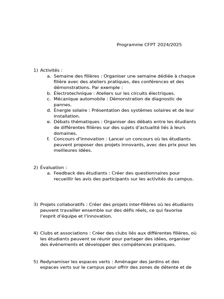 Avis sur le programme CFPT 2024/2025 | PDF | Environnement naturel