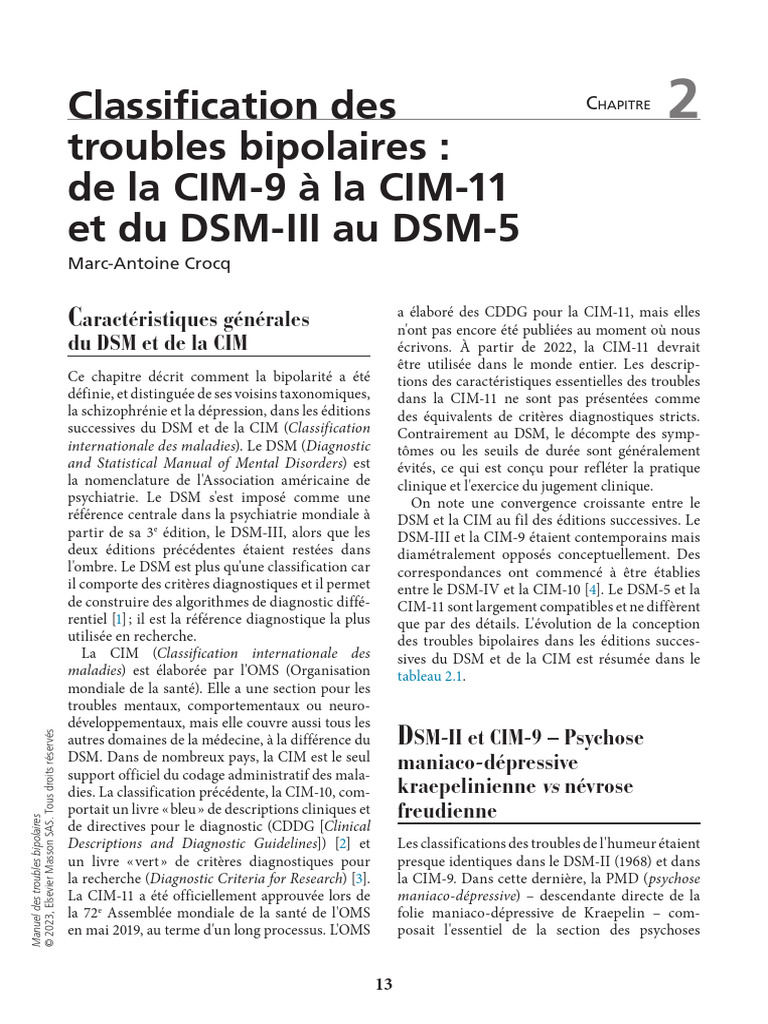 Évolution des troubles bipolaires dans le DSM et la CIM | PDF | Trouble ...